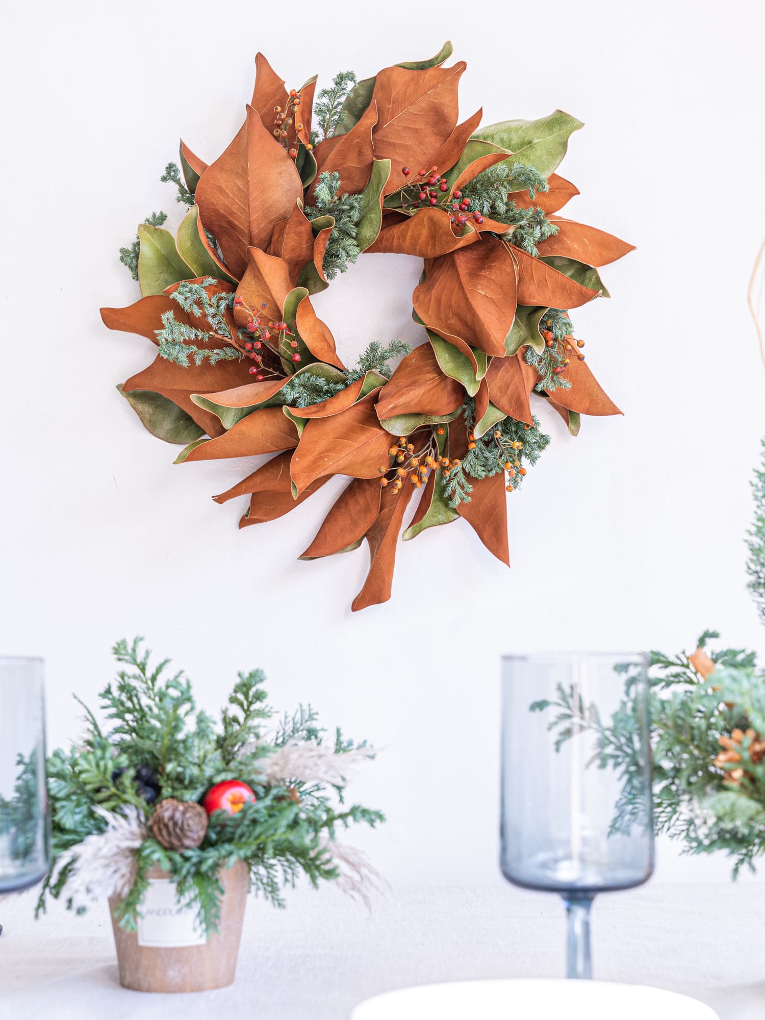 【クリスマス'24】マグノリアリーフのほっこりリース